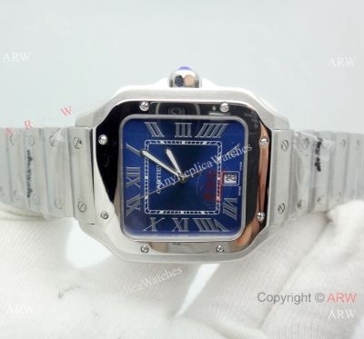Japan Grade Cartier Copy Watches Santos De Blue Dial 39mm or 35mm